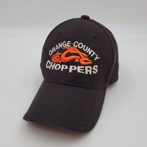 Mens Orange County Choppers City Black Adjustable Hook Loop Hat Cap Acrylic Wool